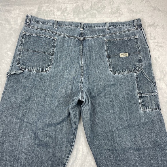 Vtg Wrangler Carpenter Jeans Mens 46x32 Blue Denim Workwear High-Rise Straight - Picture 4 of 10
